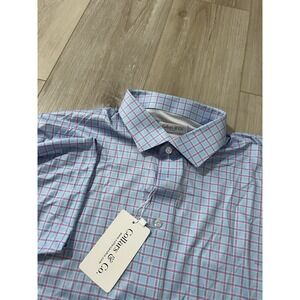 Collars And Co Dress Collar Polo Mens XL Window Check Window Short Sleeve